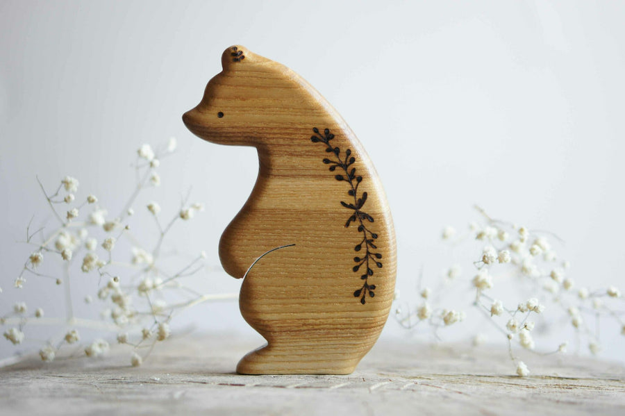 Wooden Bear Toy, a hand-carved wooden toy by Tiny Fox Hole.