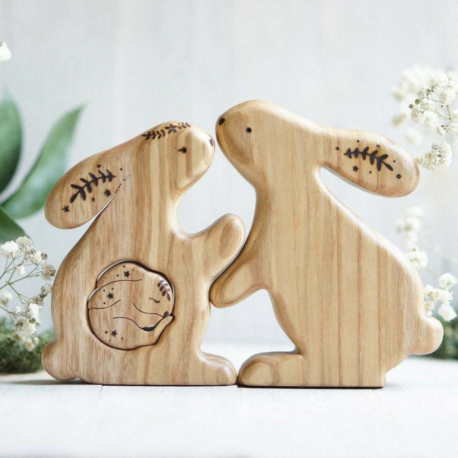 Wooden bunny family announcement puzzle by Tiny Fox Hole (view 3)