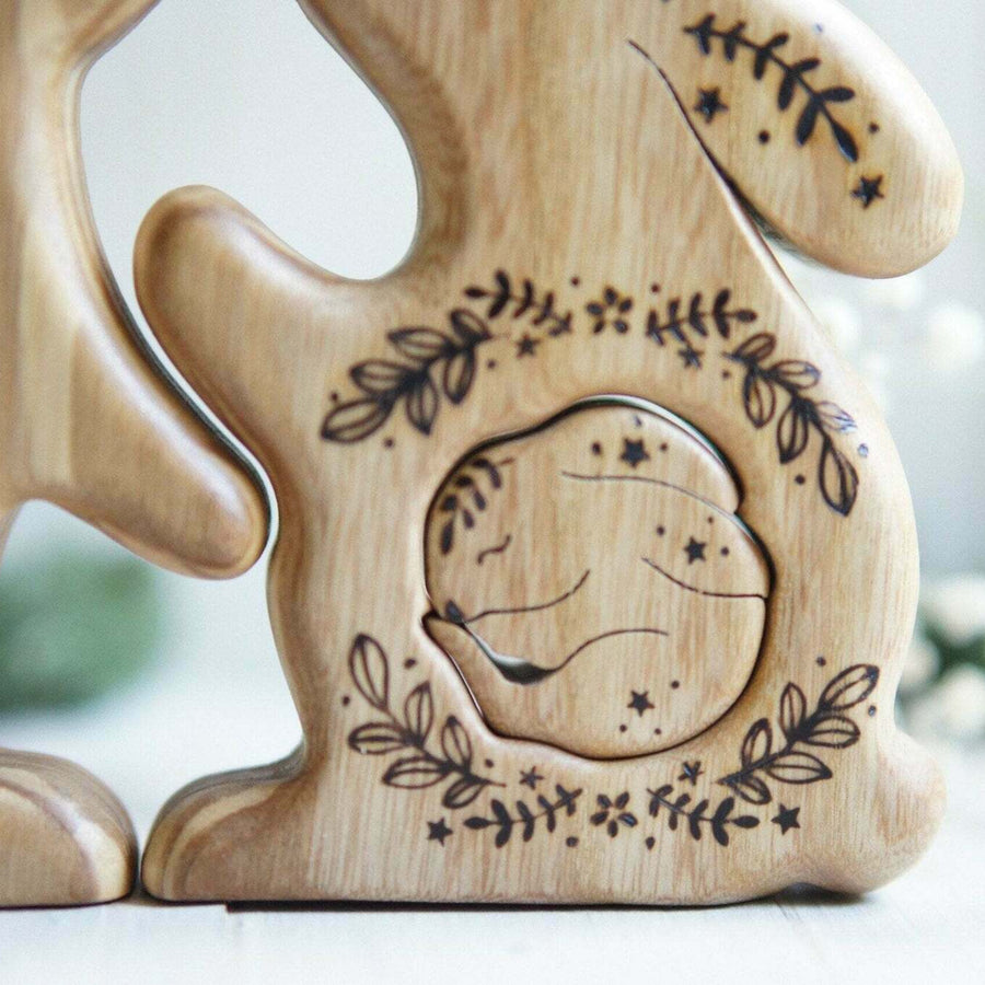 Wooden bunny family announcement puzzle by Tiny Fox Hole (view 2)