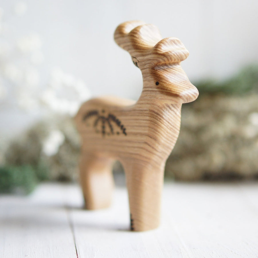 Wooden Stag Toy, a hand-carved wooden toy by Tiny Fox Hole.