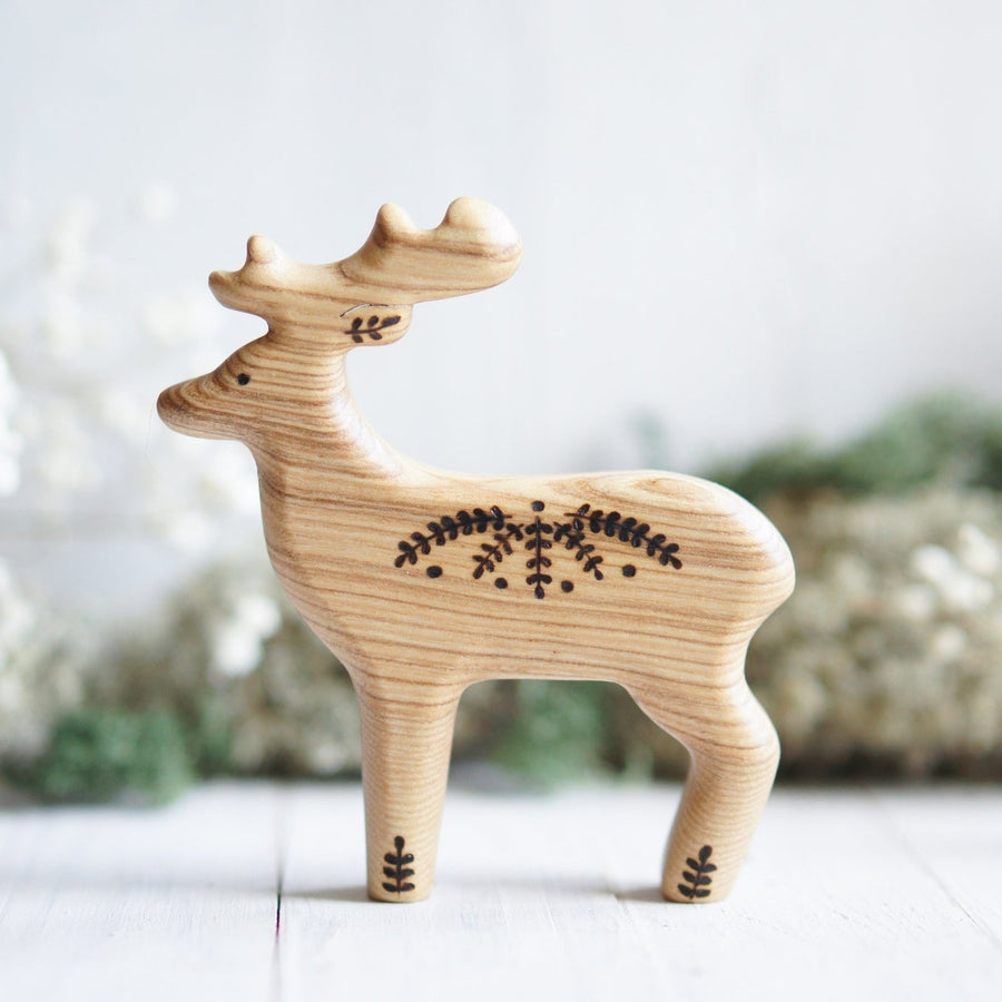 Wooden Stag Toy, a hand-carved wooden toy by Tiny Fox Hole.
