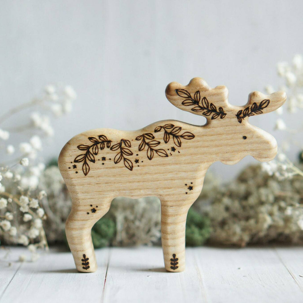 Wooden Moose Toy, a hand-carved wooden toy by Tiny Fox Hole.