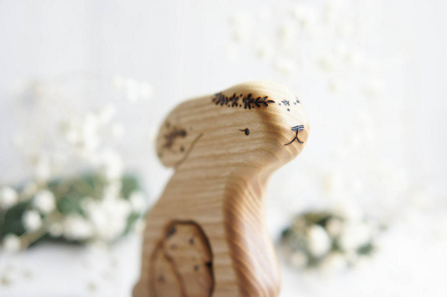 Wooden bunny twins announcement puzzle by Tiny Fox Hole (view 5)