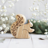 Wooden Squirrel with Leaves · view 2