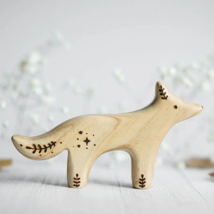 Wooden Wolf, Mama, a natural wood animal toy by Tiny Fox Hole, cut and finished by hand from solid wood