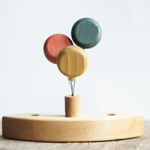 Wooden Balloon Ornament, Blue, a wooden Waldorf celebration piece by Tiny Fox Hole, cut and finished by hand from solid wood