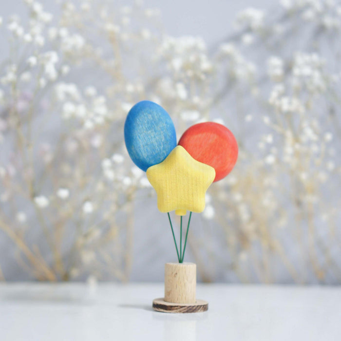 Wooden Balloon Ornament, Blue Sparkle, a wooden Waldorf celebration piece by Tiny Fox Hole, cut and finished by hand from solid wood