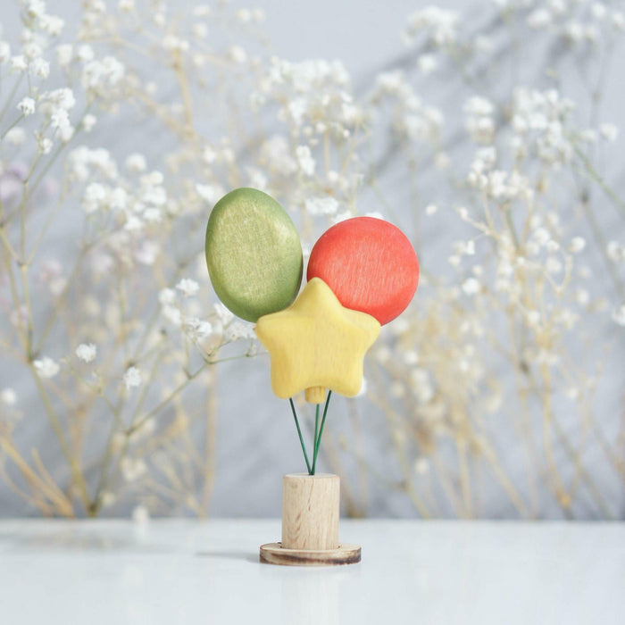 Wooden Balloon Ornament, Green Sparkle, a wooden Waldorf celebration piece by Tiny Fox Hole, cut and finished by hand from solid wood