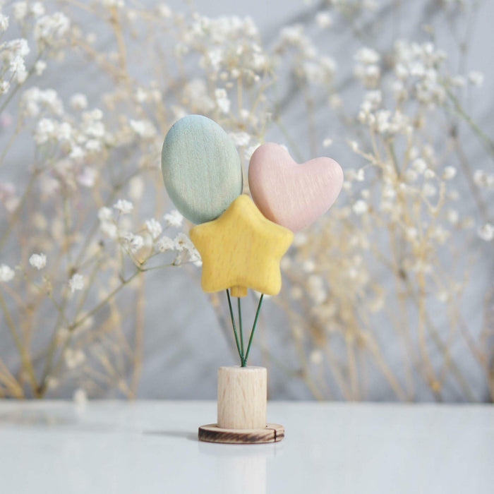 Wooden Balloon Ornament, Mint Sparkle, a wooden Waldorf celebration piece by Tiny Fox Hole, cut and finished by hand from solid wood