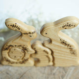 Wooden Bunny Family Announcement Puzzle (Mom, Dad, and Two Little Ones) · view 3