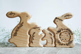 Wooden Bunny Family Announcement Puzzle (Mom, Dad, and Three Little Ones) · view 1