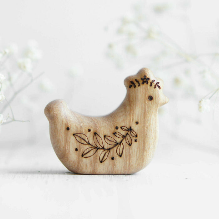 Wooden Hen, Lying, a natural wood animal toy by Tiny Fox Hole, cut and finished by hand from solid wood