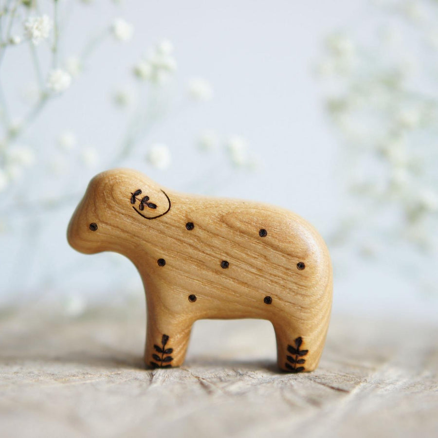 Wooden Lamb, Twig on Ear