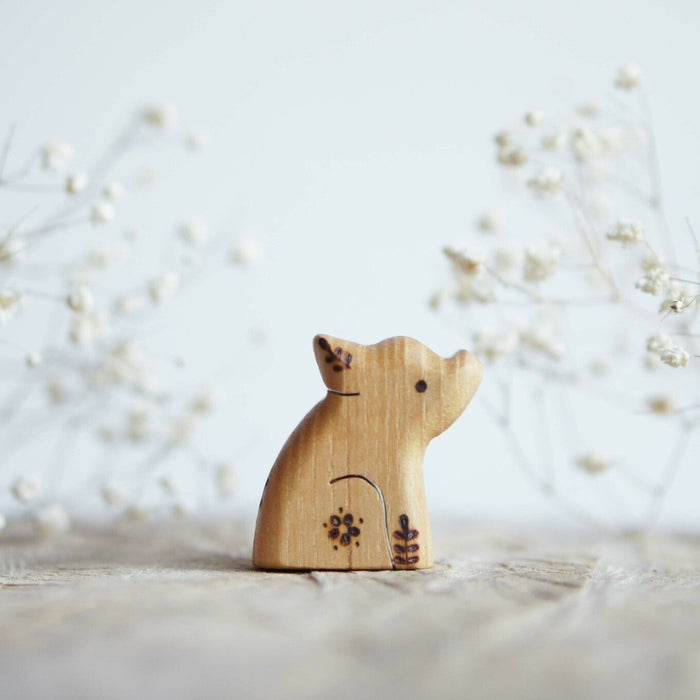 Wooden Little Pig, Sitting, a natural wood animal toy by Tiny Fox Hole, cut and finished by hand from solid wood