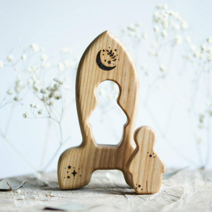 Wooden Rocket Puzzle, a natural wood puzzle by Tiny Fox Hole, cut and finished by hand from solid wood