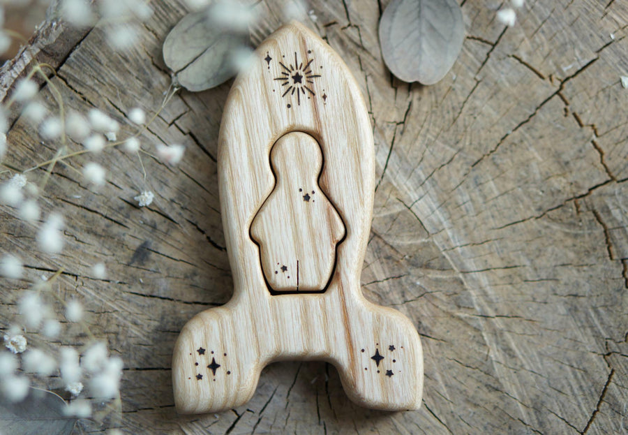 Wooden Rocket Puzzle with Star