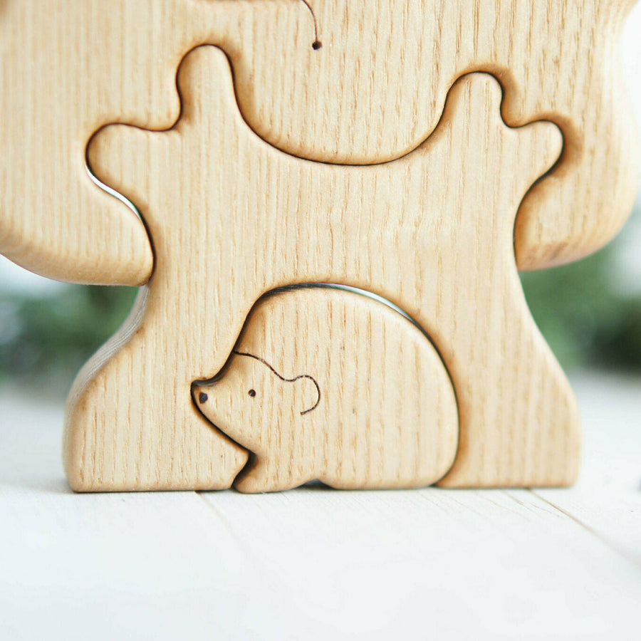 Wooden Tree Puzzle with Hedgehog