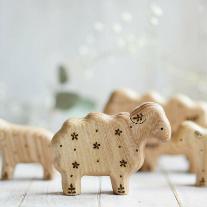 Wooden Sheep, a natural wood animal toy by Tiny Fox Hole, cut and finished by hand from solid wood