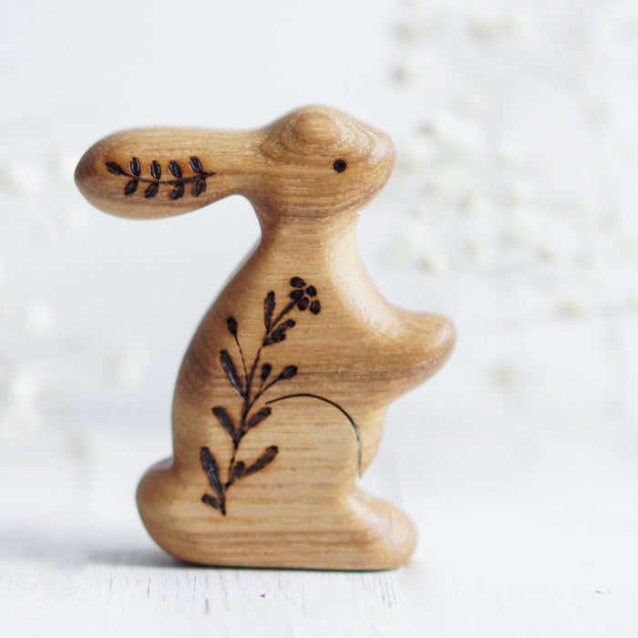 Wooden Bunny, No. 7, a natural wood animal toy by Tiny Fox Hole, cut and finished by hand from solid wood
