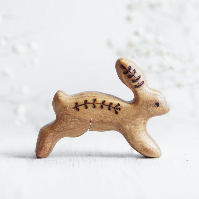 Wooden Bunny, No. 4, a natural wood animal toy by Tiny Fox Hole, cut and finished by hand from solid wood