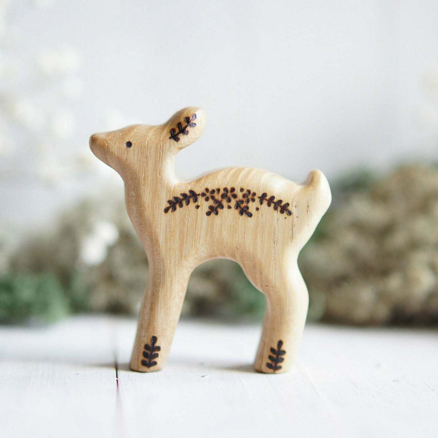 Wooden Fawn Toy, a hand-carved wooden toy by Tiny Fox Hole.