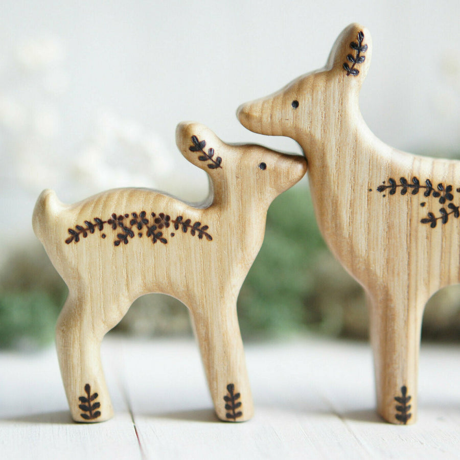 Wooden Fawn Toy, a hand-carved wooden toy by Tiny Fox Hole.