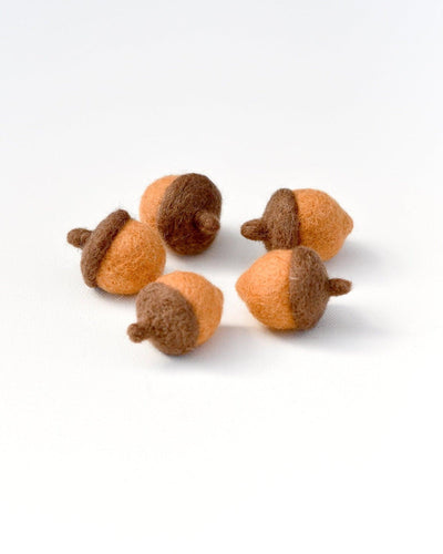 Pre-Order Felt Orange Acorns, Set of 5 (Ships end of October)