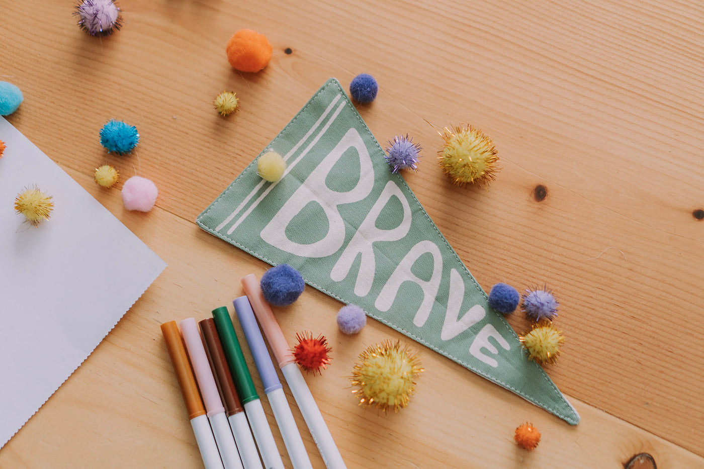 Brave Canvas Pennant | Handmade Triangle Wall Flag