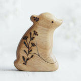 Wooden Baby Bear, Sitting, a hand-carved wooden toy by Tiny Fox Hole. · view 2