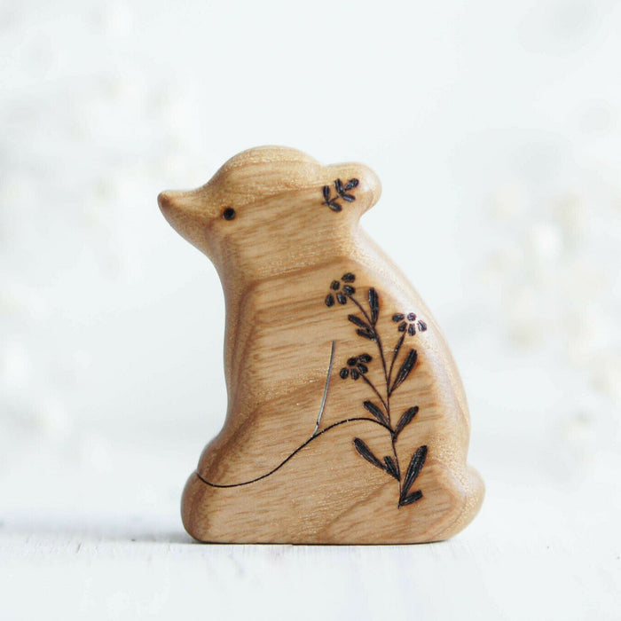 Wooden Baby Bear, Sitting, a hand-carved wooden toy by Tiny Fox Hole.