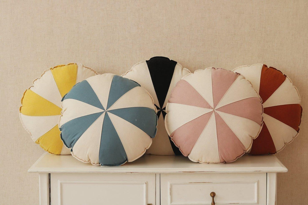 “Blue Circus” Round Patchwork Pillow