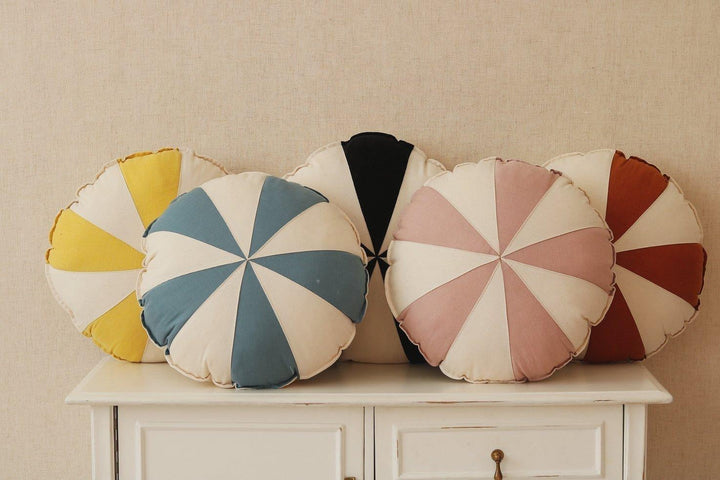 “Blue Circus” Round Patchwork Pillow