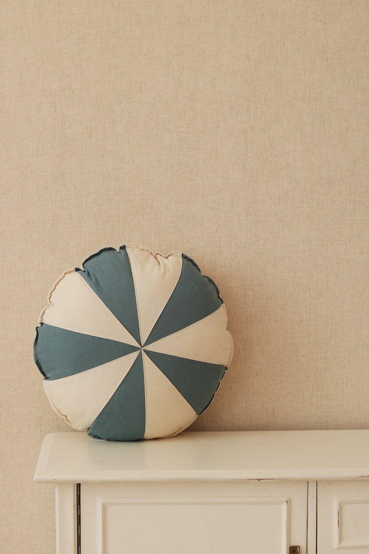 “Blue Circus” Round Patchwork Pillow