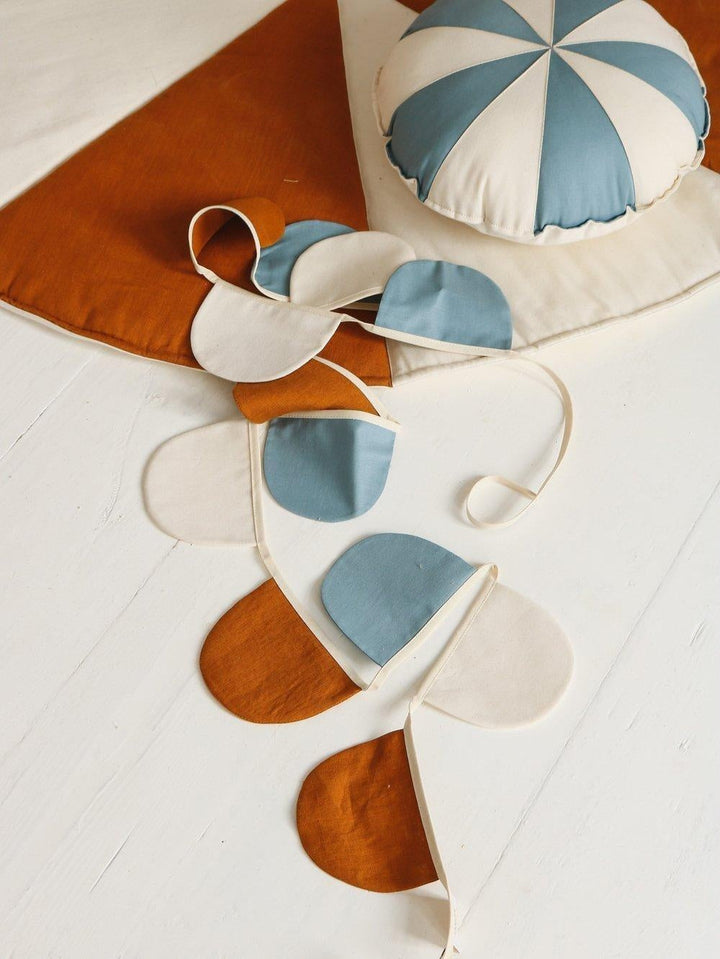 “Blue Circus” Round Patchwork Pillow