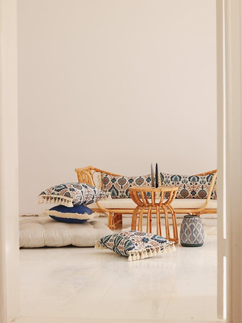 "Blue Iris in Istanbul" Pillow with Fringe