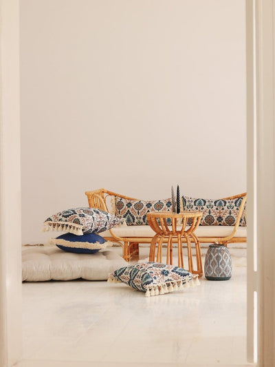 "Blue Iris in Istanbul" Pillow with Fringe