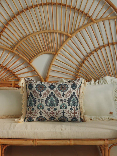 "Blue Iris in Istanbul" Pillow with Fringe