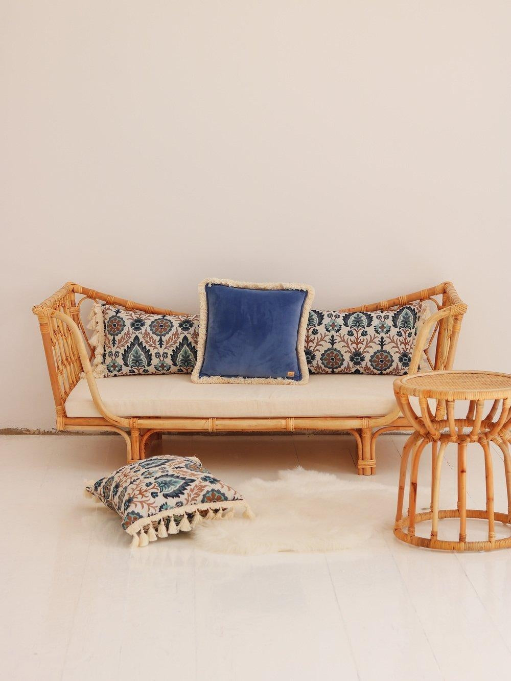 "Blue Iris in Istanbul" Pillow with Fringe