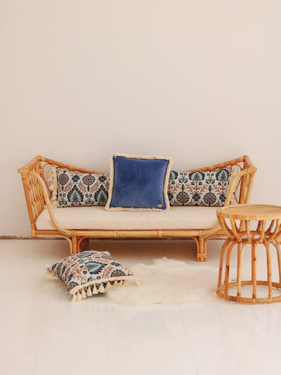 "Blue Iris in Istanbul" Pillow with Fringe