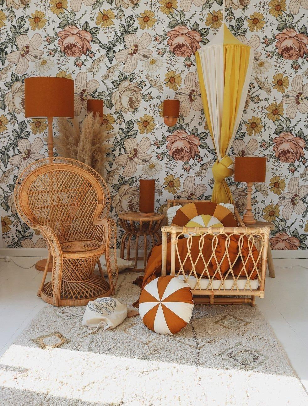 “Caramel Circus” Round Patchwork Pillow