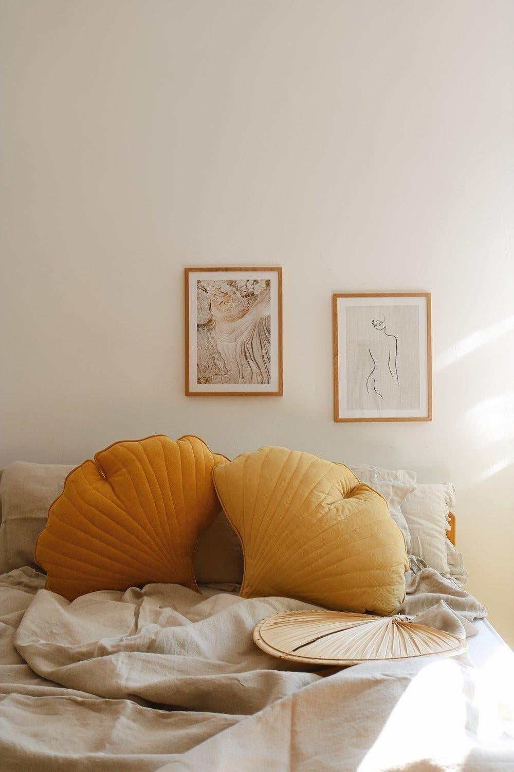 Linen “Caramel” Ginkgo Leaf Pillow