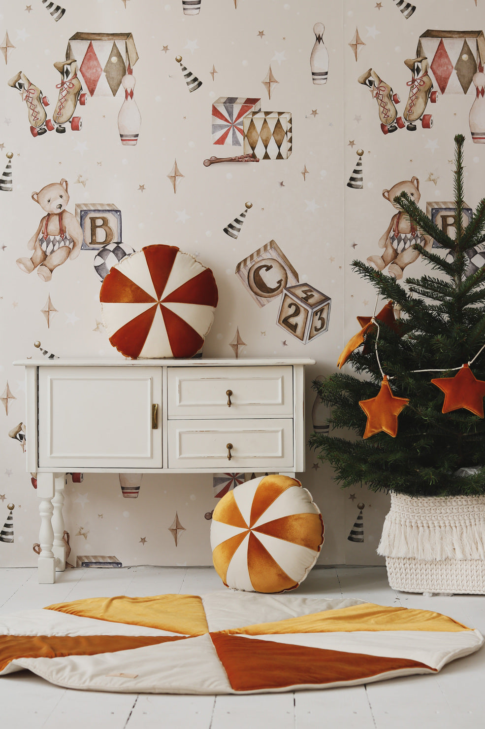 Christmas “Gold Candy” Round Patchwork Mat