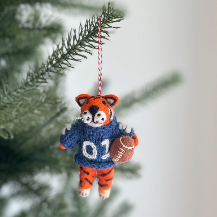 Handmade wool felt Auburn Tiger team ornament