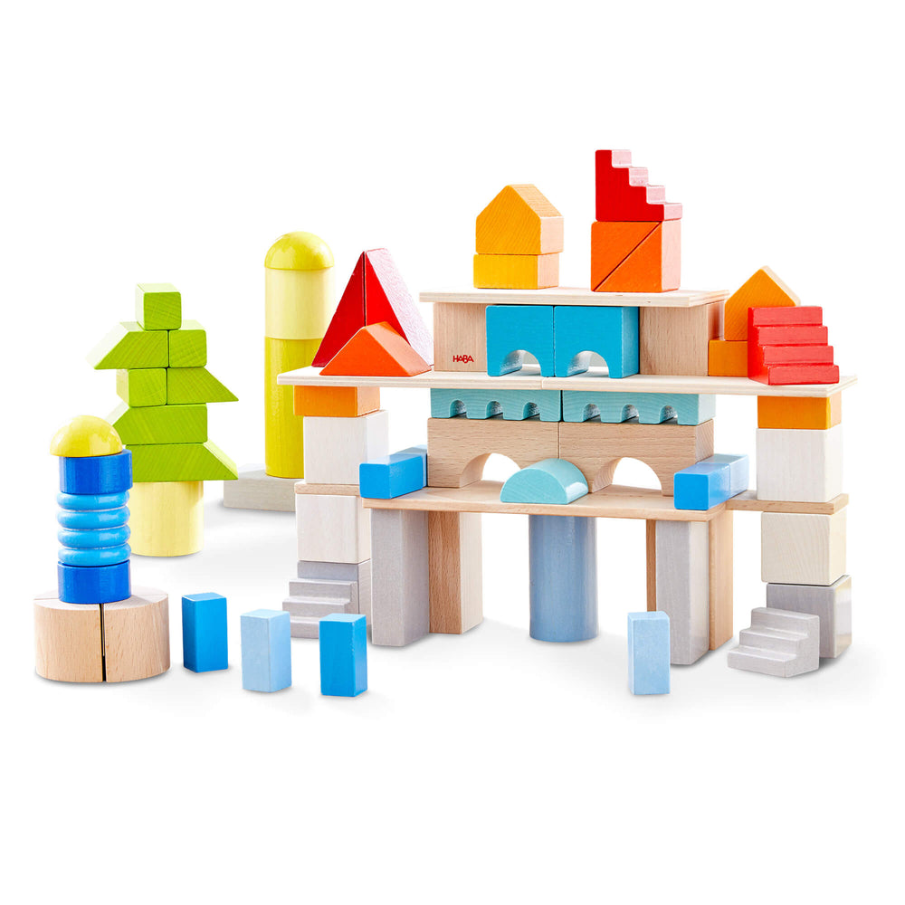 Chevron Blocks Colored Wooden Building Blocks - 85 Piece Set – My Toy Wagon
