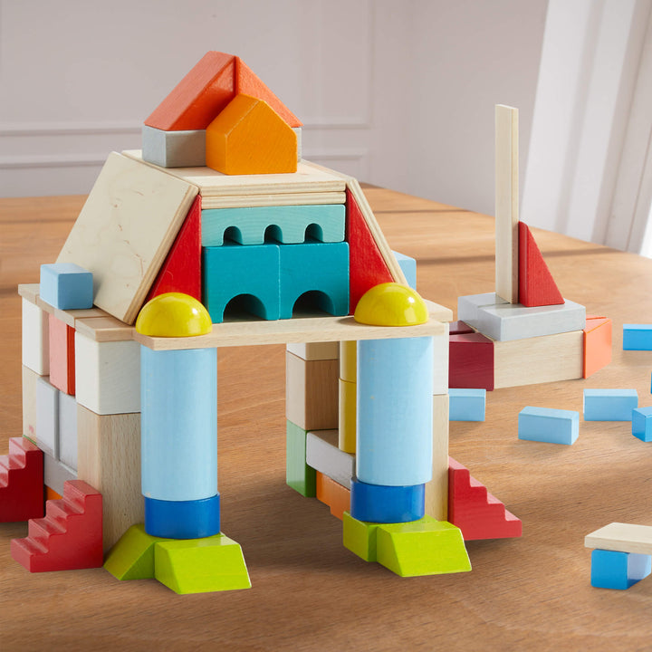 Chevron Blocks Colored Wooden Building Blocks - 85 Piece Set – My Toy Wagon