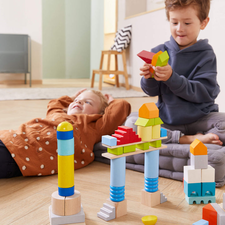 Chevron Blocks Colored Wooden Building Blocks - 85 Piece Set – My Toy Wagon