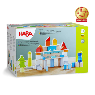 Colored Wooden Building Blocks - 85 Piece Set