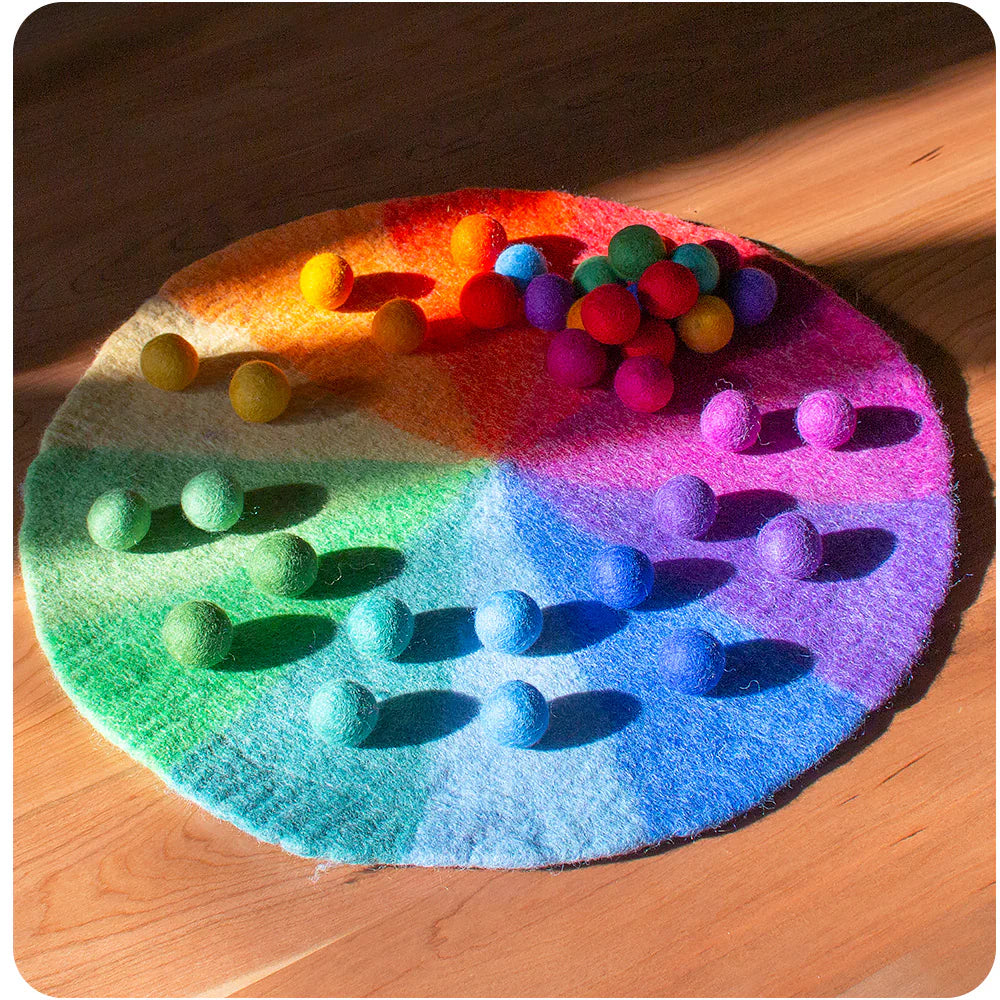 Color Movement Mat Felt Color Wheel Rainbow Mat and 36 Ball Set – My Toy Wagon