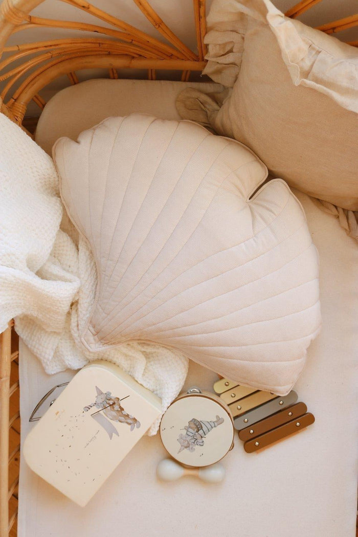 Velvet “Cream” Ginkgo Leaf Pillow