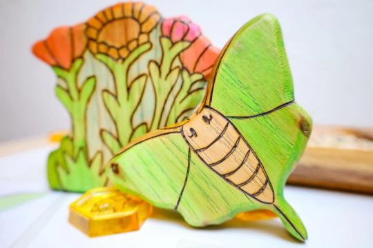 Wooden Luna Moth Toy